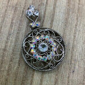 Lia Sophia Crystal Vintage Style Silver Tone Pendant